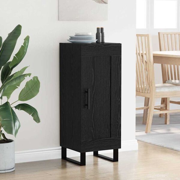 vidaXL Buffet Ch&ecirc;ne noir 34,5 x 34 x 90 cm Bois d'ing&eacute;nierie et fer