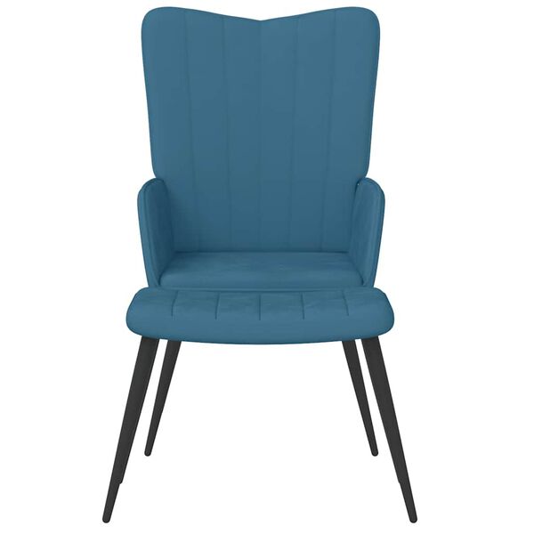 vidaXL Chaise de relaxation avec tabouret Bleu Velours