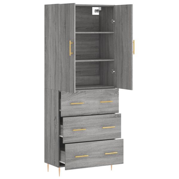 vidaXL Buffet haut Sonoma gris 69,5x34x180 cm Bois d'ingénierie