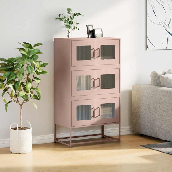 vidaXL Buffet haut rose 68x39x123 cm acier