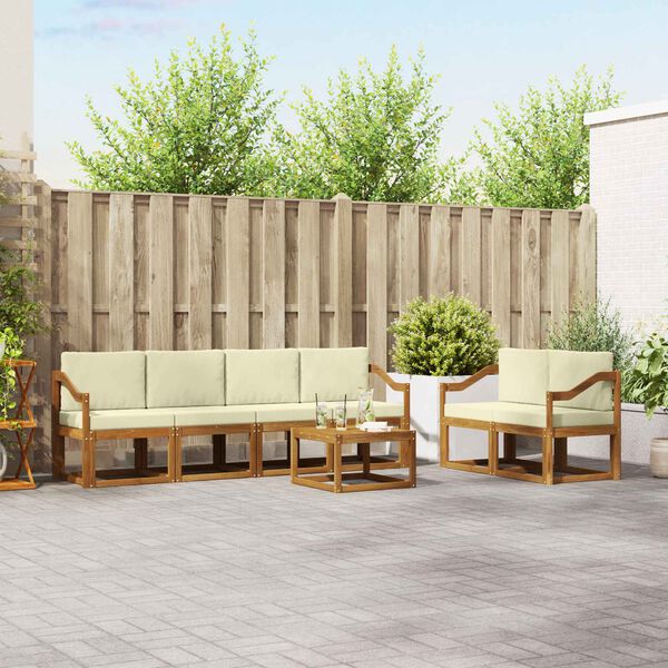 vidaXL Ensemble de canap&eacute;s d'ext&eacute;rieur 7 pcs Naturel et Cr&egrave;me
