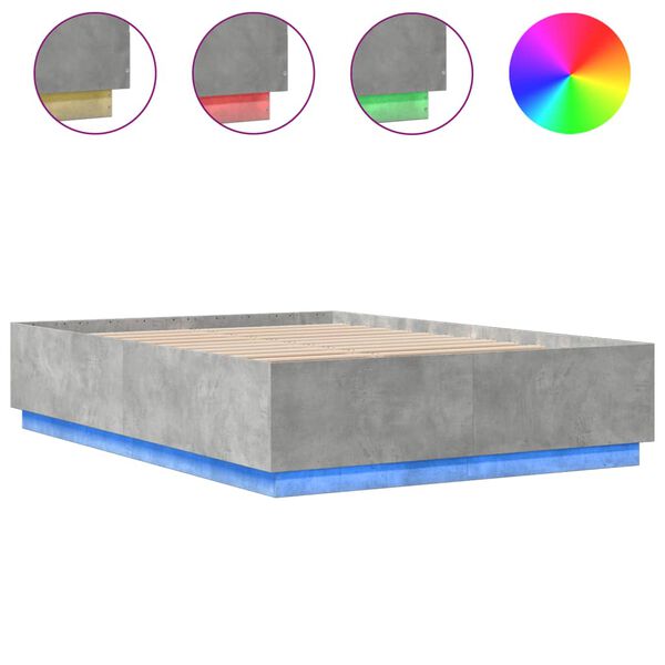 vidaXL Cadre de lit avec LED sans matelas gris b&eacute;ton 140x200 cm