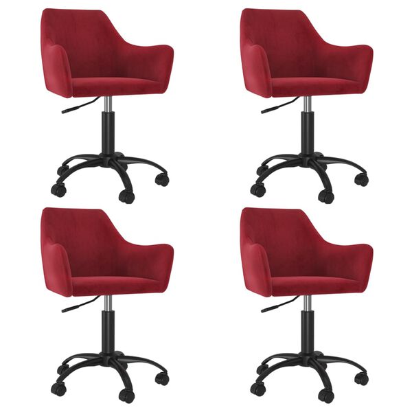 vidaXL Chaises &agrave; manger pivotantes lot de 4 Rouge bordeaux Velours