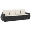 vidaXL Salon de jardin 4 pcs avec coussins noir r&eacute;sine tress&eacute;e