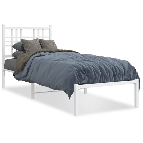 vidaXL Cadre de lit métal sans matelas avec tête de lit blanc 80x200cm