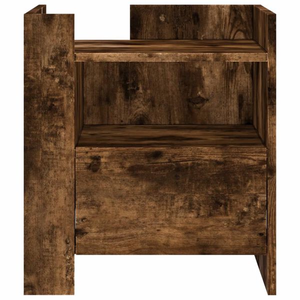 vidaXL Table de chevet ch&ecirc;ne fum&eacute; 45x50x50 cm bois d'ing&eacute;nierie