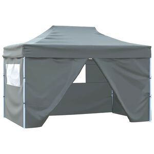 vidaXL Tente de r&eacute;ception pliable avec 4 parois 3x4 m Acier Anthracite