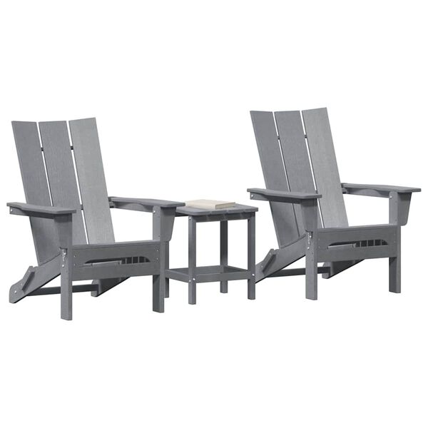 vidaXL Chaise de jardin 3 pcs Gris clair 80.5 x 74.5 x 92 cm