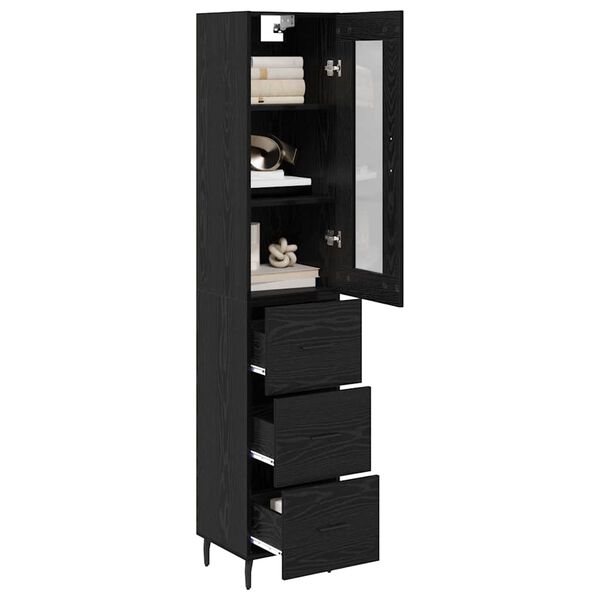 vidaXL Haut Armoire Ch&ecirc;ne noir 34,5 x 34 x 180 cm Bois d'ing&eacute;nierie