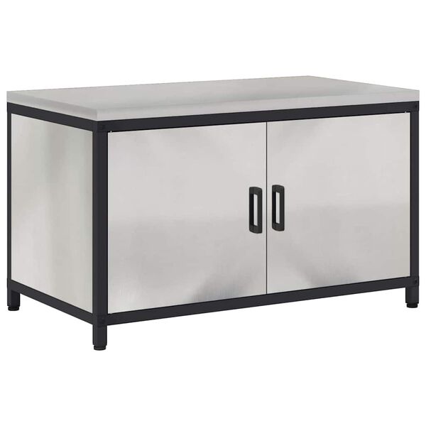 vidaXL Rangement de cuisine avec &eacute;tag&egrave;re Argent 60 x 50 x 92 cm Acier