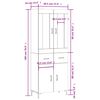 vidaXL Buffet haut Blanc 69,5x34x180 cm Bois d'ing&eacute;nierie
