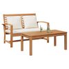 vidaXL banc avec coussin 2 pcs Marron et Cr&egrave;me Bois de teck massif