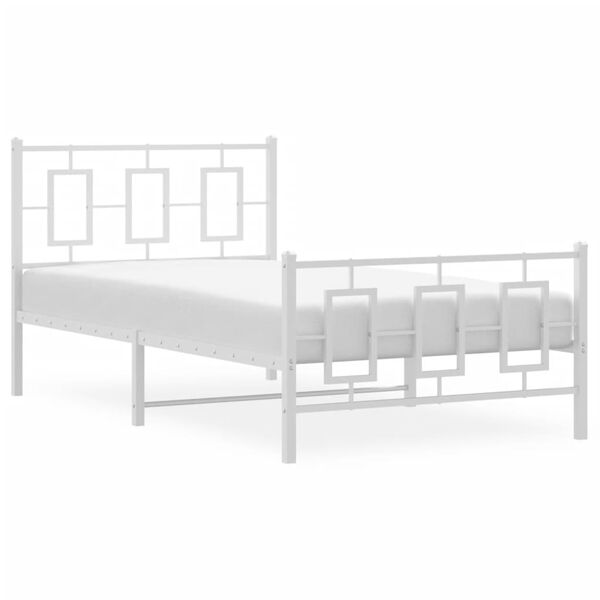 vidaXL Cadre de lit m&eacute;tal sans matelas et pied de lit blanc 100x190 cm