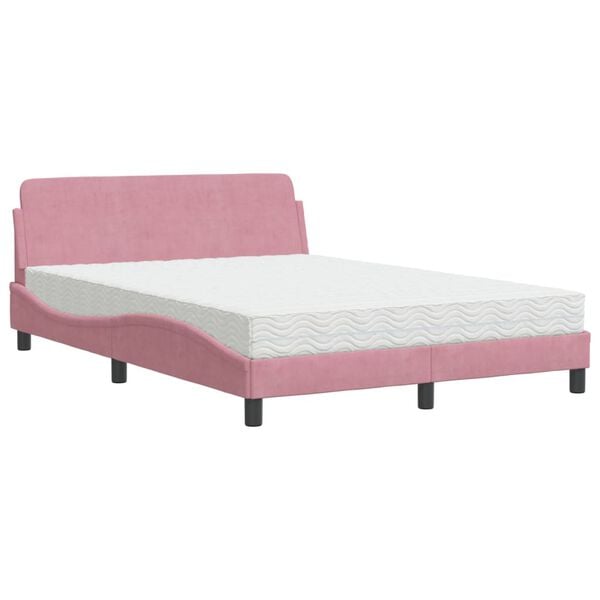 vidaXL Lit avec matelas Dover rose 140x190 cm velours