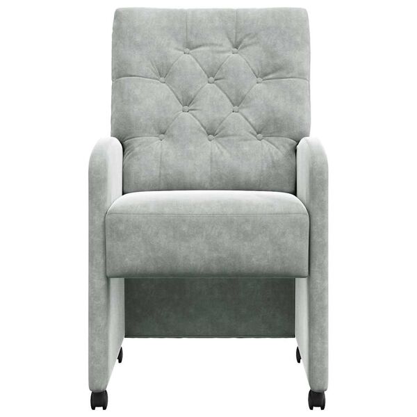 vidaXL Chaises de Salle &agrave; Manger avec Roues 2 pcs Gris clair Velours