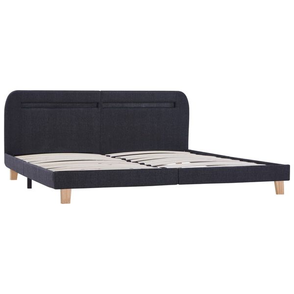 vidaXL Cadre de lit avec LED sans matelas gris foncé tissu 180x200 cm
