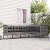 vidaXL Salon de jardin 5 pcs avec coussins Gris R&eacute;sine tress&eacute;e