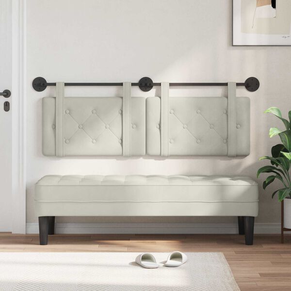 vidaXL T&ecirc;te de lit suspendue Cr&egrave;me 150 x 55 x 5 cm Velours