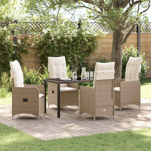 vidaXL Ensemble de salle &agrave; manger pour jardin 5 pcs Beige Poly rotin