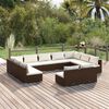 vidaXL Salon de jardin 11 pcs avec coussins Marron R&eacute;sine tress&eacute;e