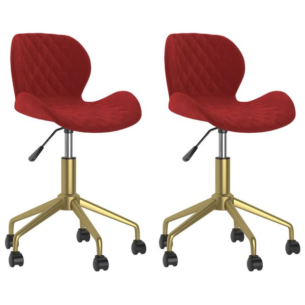 vidaXL Chaises pivotantes &agrave; manger lot de 2 Rouge bordeaux Velours