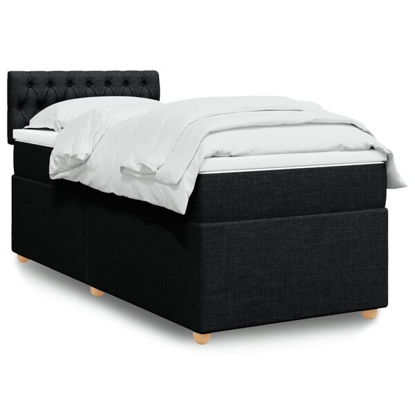 vidaXL Sommier &agrave; lattes de lit avec matelas Noir 100x200 cm Tissu