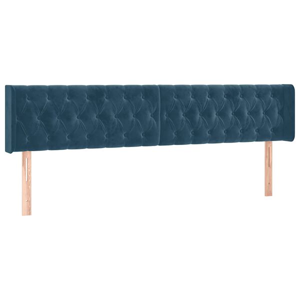 vidaXL T&ecirc;te de lit avec oreilles Bleu fonc&eacute; 183x16x78/88 cm Velours