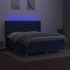 vidaXL Sommier &agrave; lattes de lit matelas et LED Bleu 160x200 cm Tissu