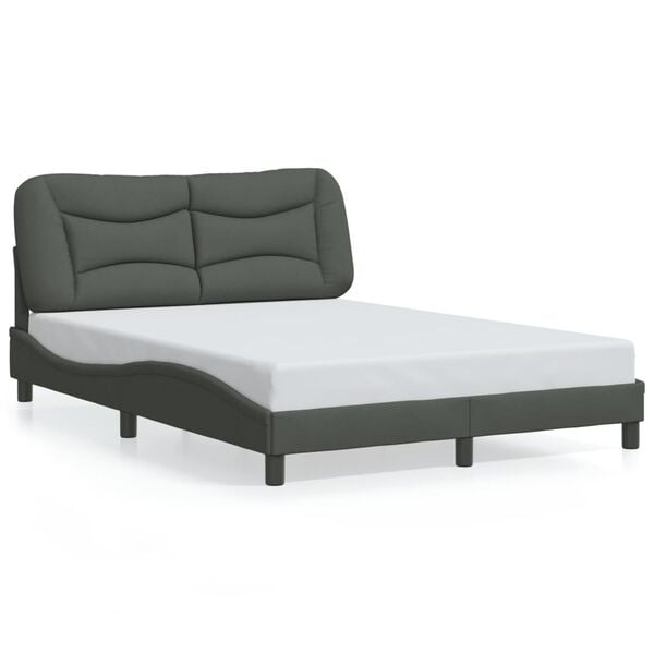 vidaXL Cadre de lit sans matelas Hvar gris fonc&eacute; 140x190 cm tissu