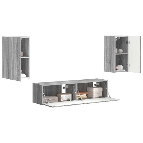 vidaXL Ensemble meuble TV 4 pcs Gris Sonoma Bois d'ing&eacute;nierie