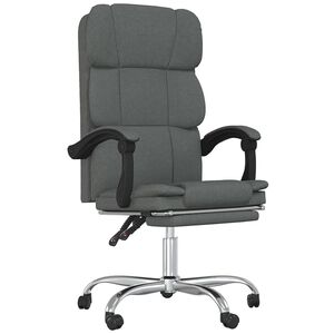 vidaXL Fauteuil inclinable de bureau gris fonc&eacute; tissu