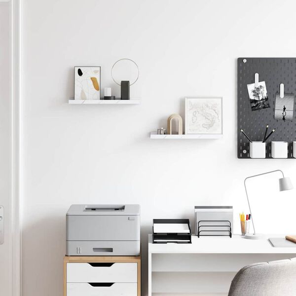 vidaXL &Eacute;tag&egrave;re Murale avec &eacute;tag&egrave;re 2 pcs Marbre blanc 40 x 9 x 3 cm