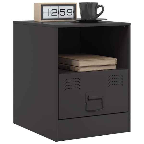 vidaXL Table de chevet noir 34,5x39x44 cm acier