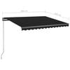 vidaXL Auvent automatique capteur de vent et LED 350x250 cm Anthracite