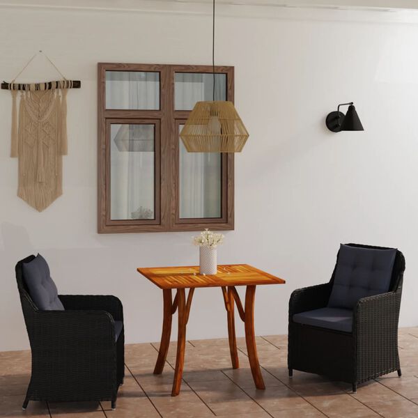 vidaXL Ensemble &agrave; manger de jardin 3 pcs Noir