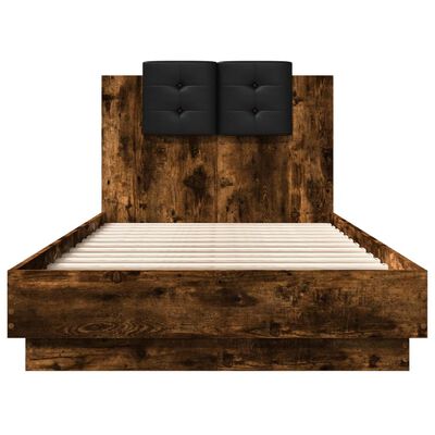 vidaXL Cadre de lit tête de lit chêne fumé 75x190 cm bois ingénierie