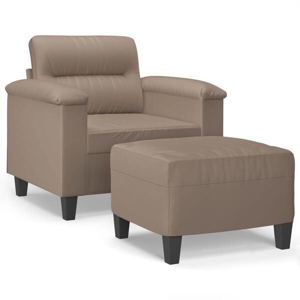 vidaXL Fauteuil avec repose-pied Taupe 60 cm Tissu microfibre