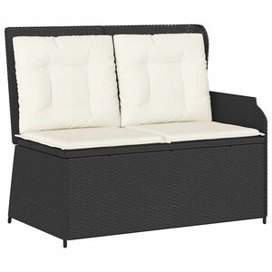 vidaXL Banc inclinable de jardin avec coussins noir r&eacute;sine tress&eacute;e