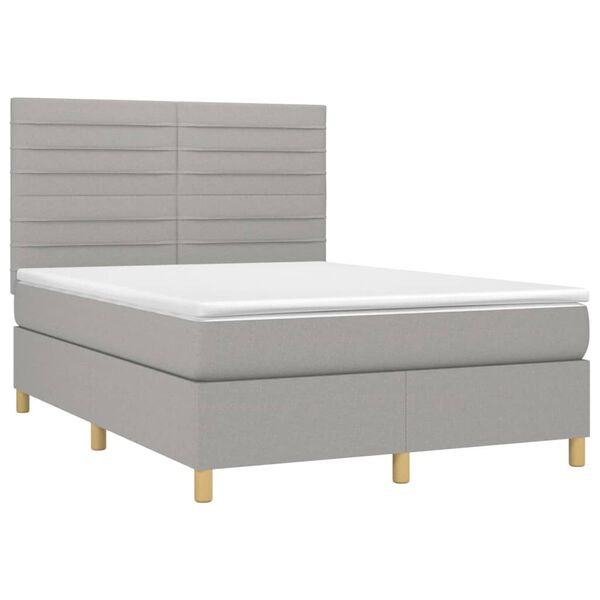 vidaXL Sommier &agrave; lattes de lit et matelas et LED Gris clair 140x200 cm