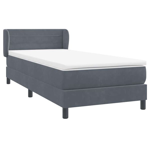 vidaXL Sommier &agrave; lattes de lit et matelas gris fonc&eacute; 100x220cm velours