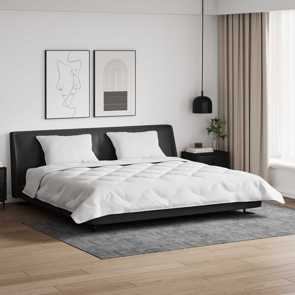 vidaXL Couette avec Oreillers 3 pcs Blanc Microfibre et Plumes D'oie