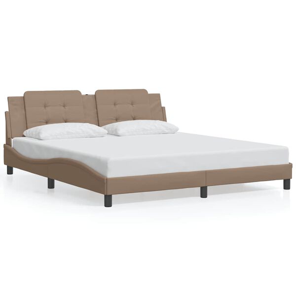 vidaXL Cadre de lit sans matelas Zadar cappuccino 180x200 cm similicuir