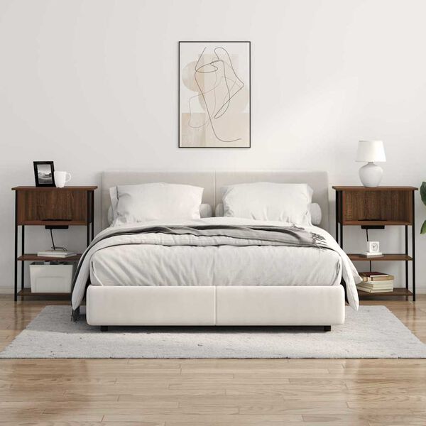 vidaXL Cabinet de chevet Ch&ecirc;ne brun 55 x 31 x 76 cm Bois d'ing&eacute;nierie