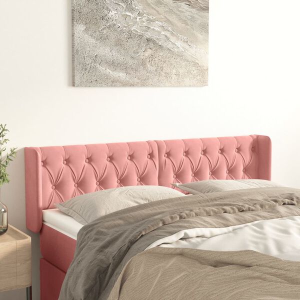 vidaXL T&ecirc;te de lit avec oreilles Rose 147x16x78/88 cm Velours