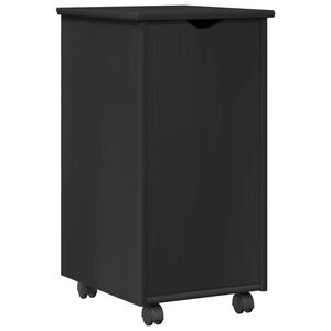 vidaXL Cabinet roulant Noir 34 x 39 x 65,5 cm Bois de Pin Massif
