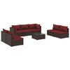 vidaXL Salon de jardin 8 pcs avec coussins Résine tressée Marron