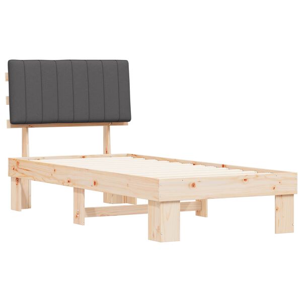 vidaXL Cadre de lit avec t&ecirc;te de lit rembourr&eacute;e Gris fonc&eacute; 90 x 190 cm