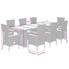 vidaXL Ensemble &agrave; manger de jardin 9 pcs coussins gris r&eacute;sine tress&eacute;e