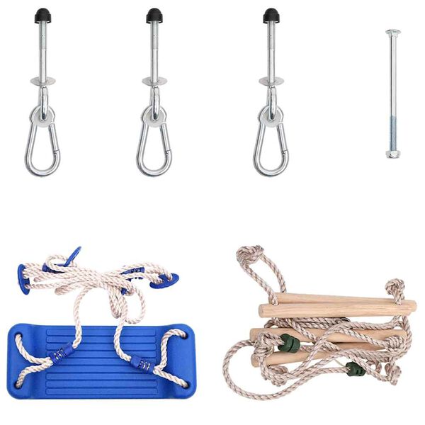 vidaXL Si&egrave;ge de balan&ccedil;oire avec &eacute;chelle de corde bleu PE