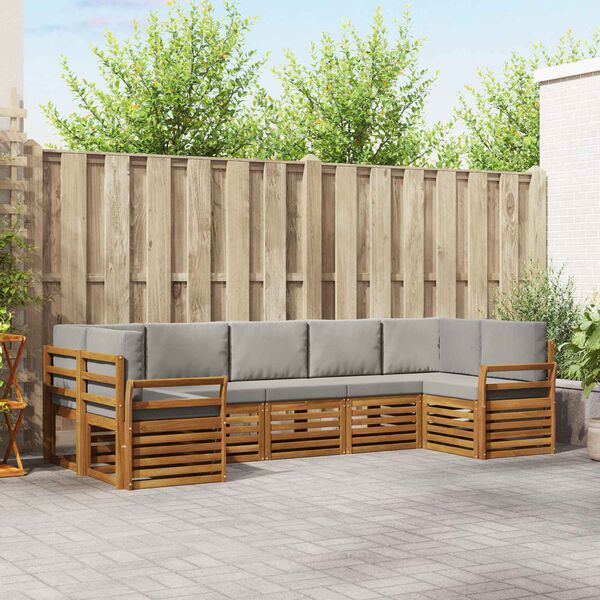 vidaXL Ensembles de canap&eacute;s avec coussin 7 pcs Gris Naturel et Clair